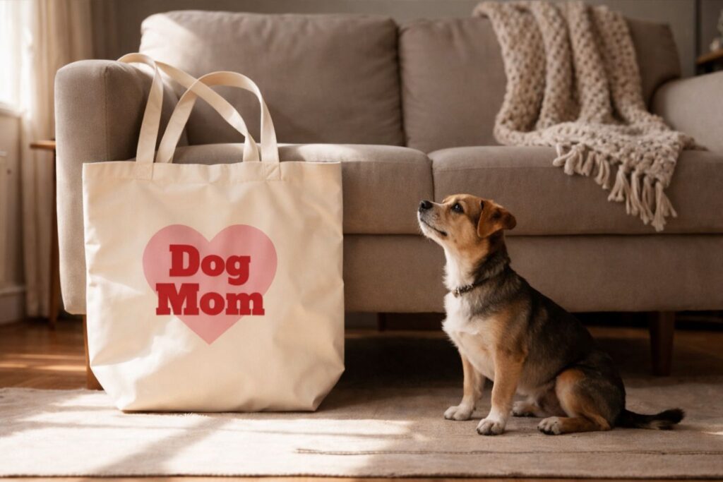 bawełniana torba z nadrukiem dog mom